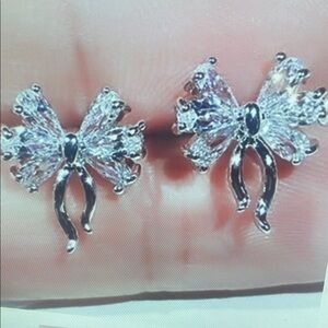 Elegant Silver Bow Earrings